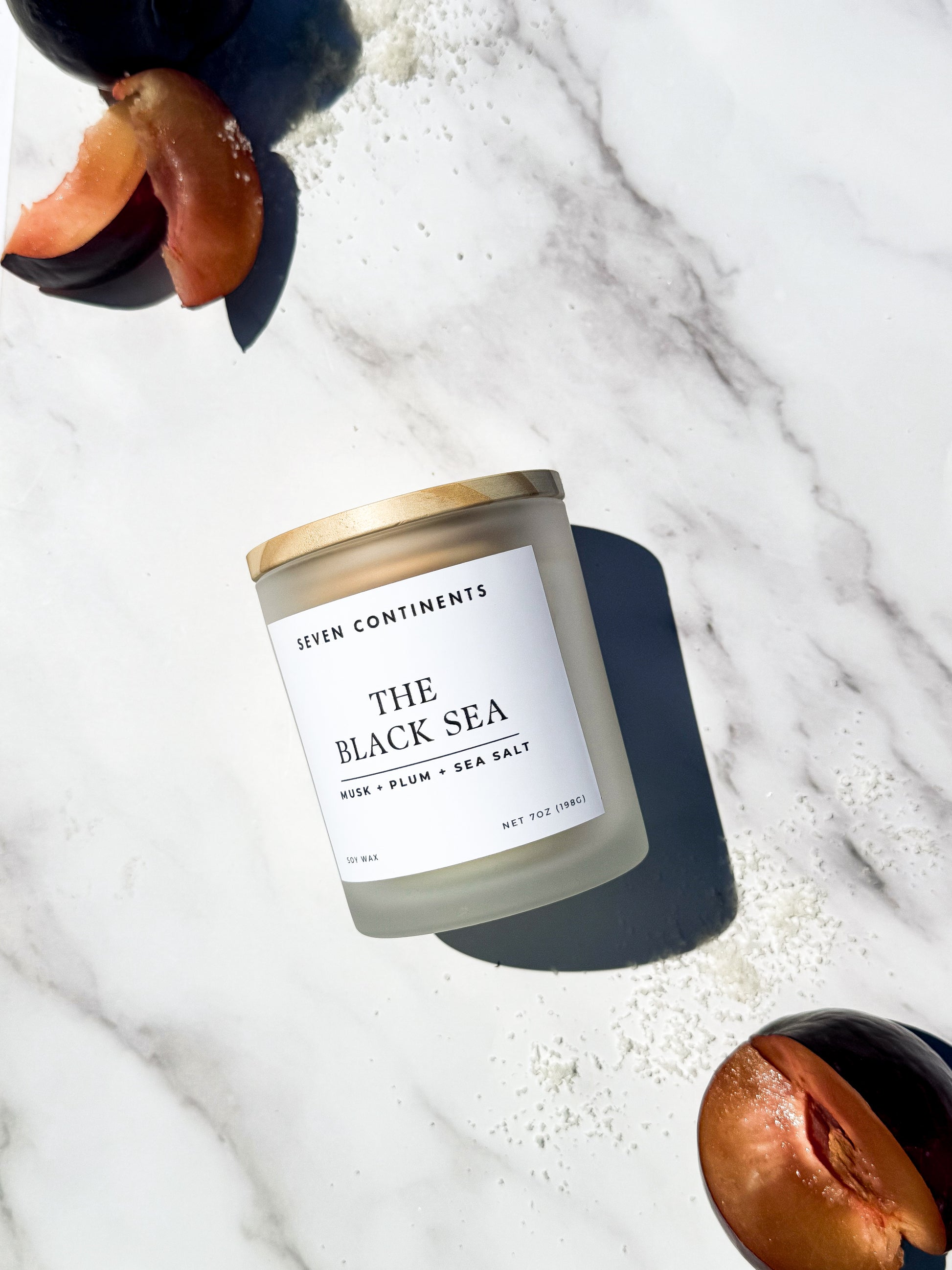 The Black Sea soy candle with plum, musk, and sea salt fragrance