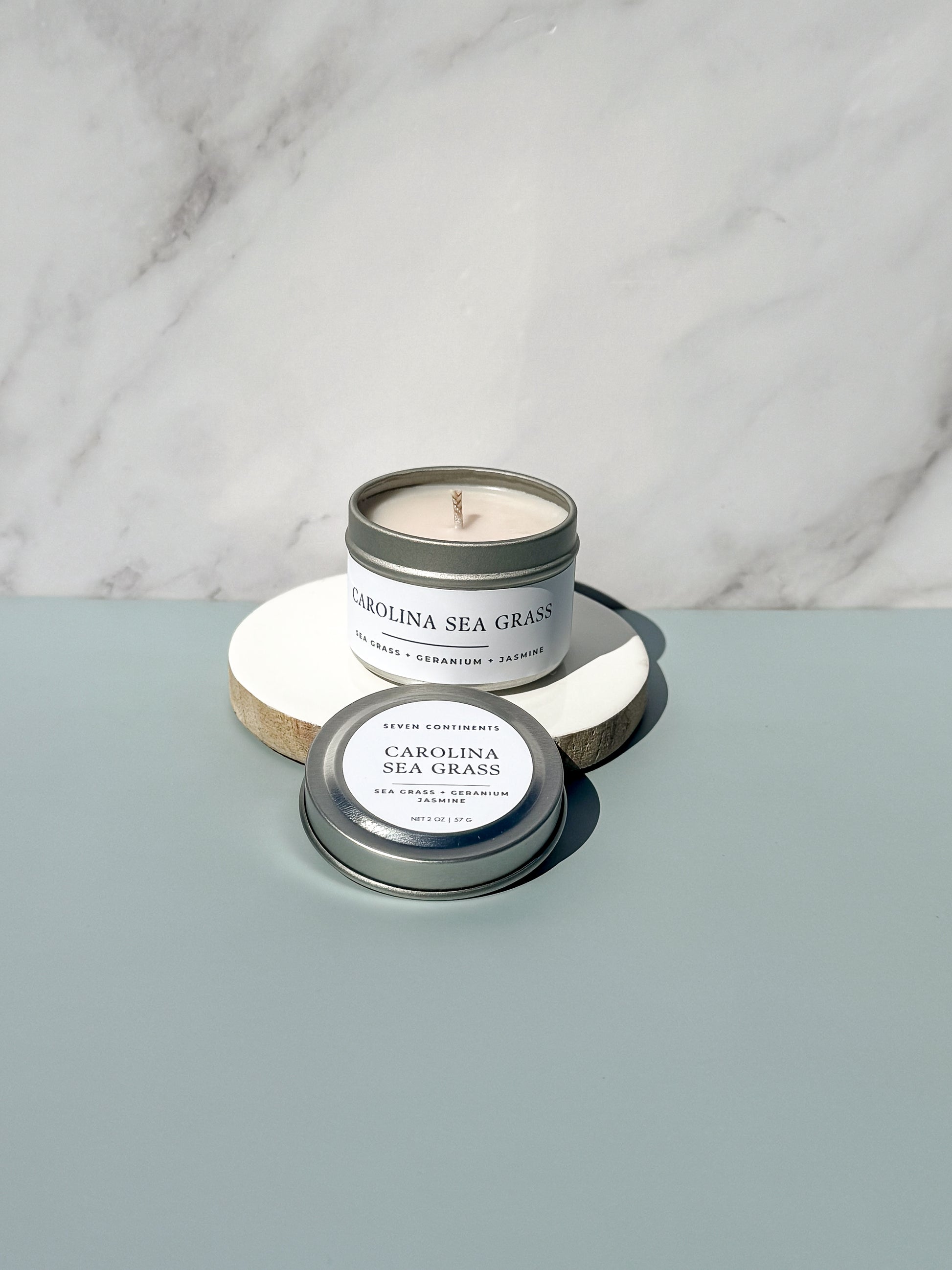 Mini Carolina Sea Grass candle with fresh sea grass and floral fragrance