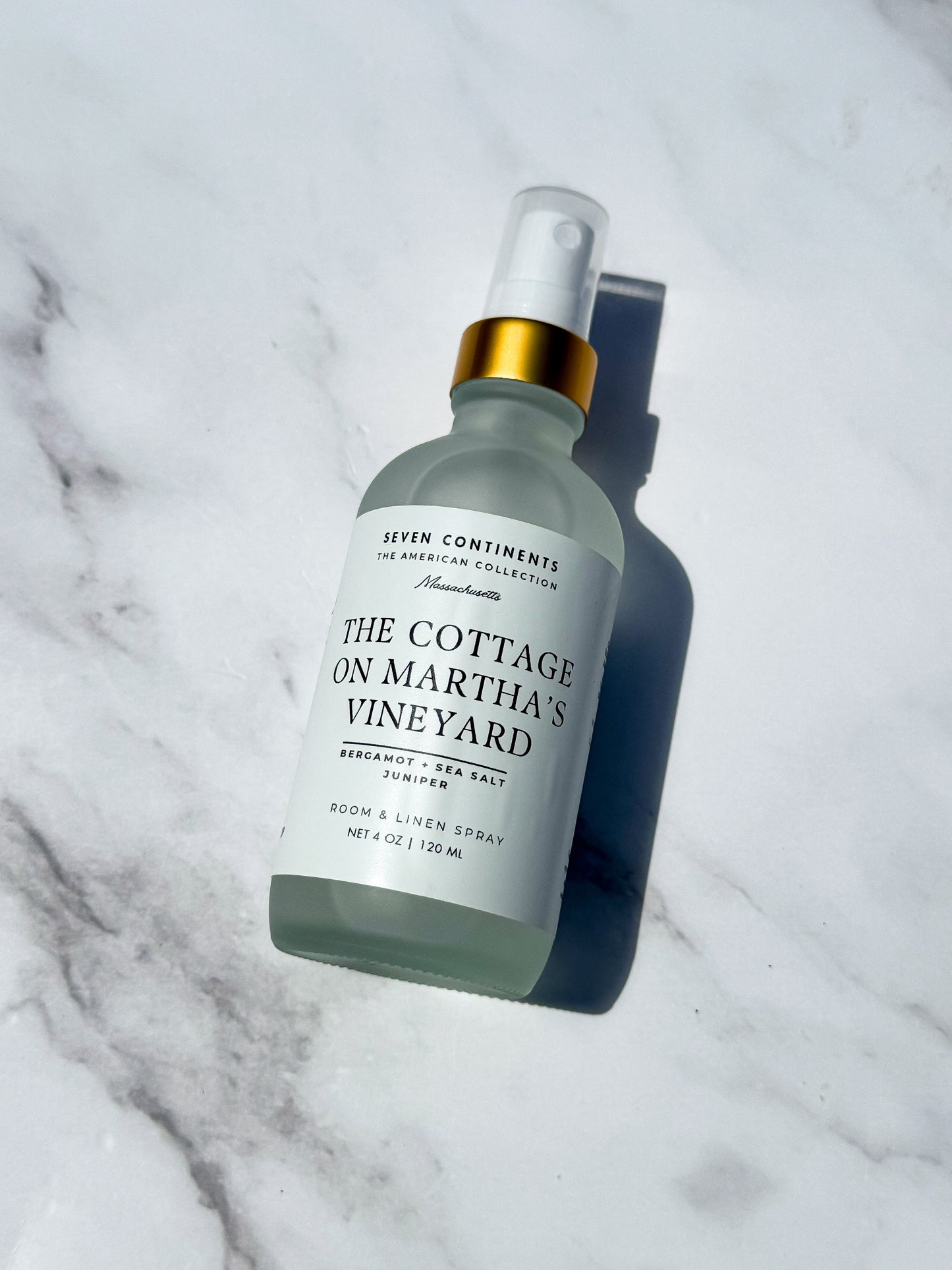 The Cottage on Martha's Vineyard luxury room and linen spray with bergamot, sea salt, and juniper fragrance