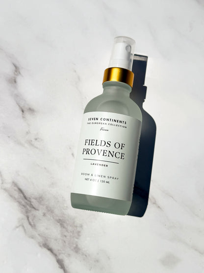 Fields of Provence luxury room and linen spray with lavender, sage, and chamomile fragrance inspired by France