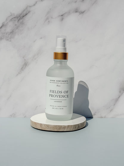 Fields of Provence luxury room and linen spray with lavender, sage, and chamomile fragrance inspired by France