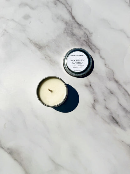 Mini Noches en San Juan candle with guava, vanilla, woods, and musk scent