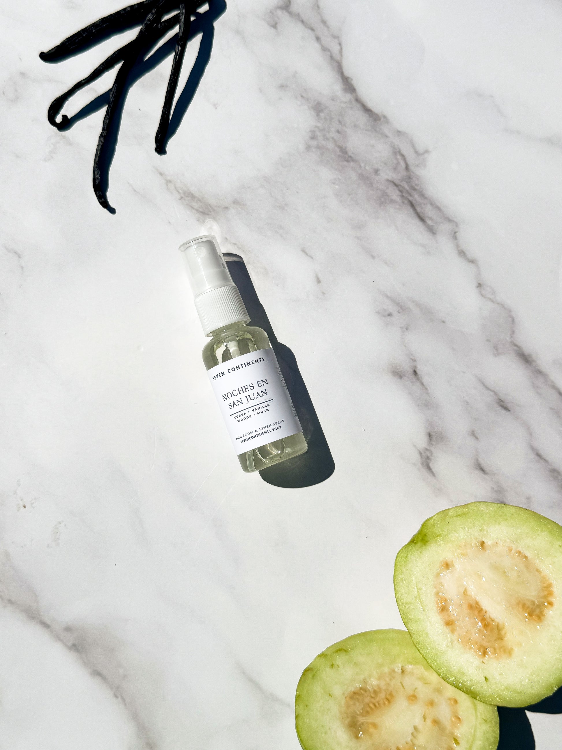 Noches en San Juan mini room spray with warm tropical fragrance inspired by Puerto Rico