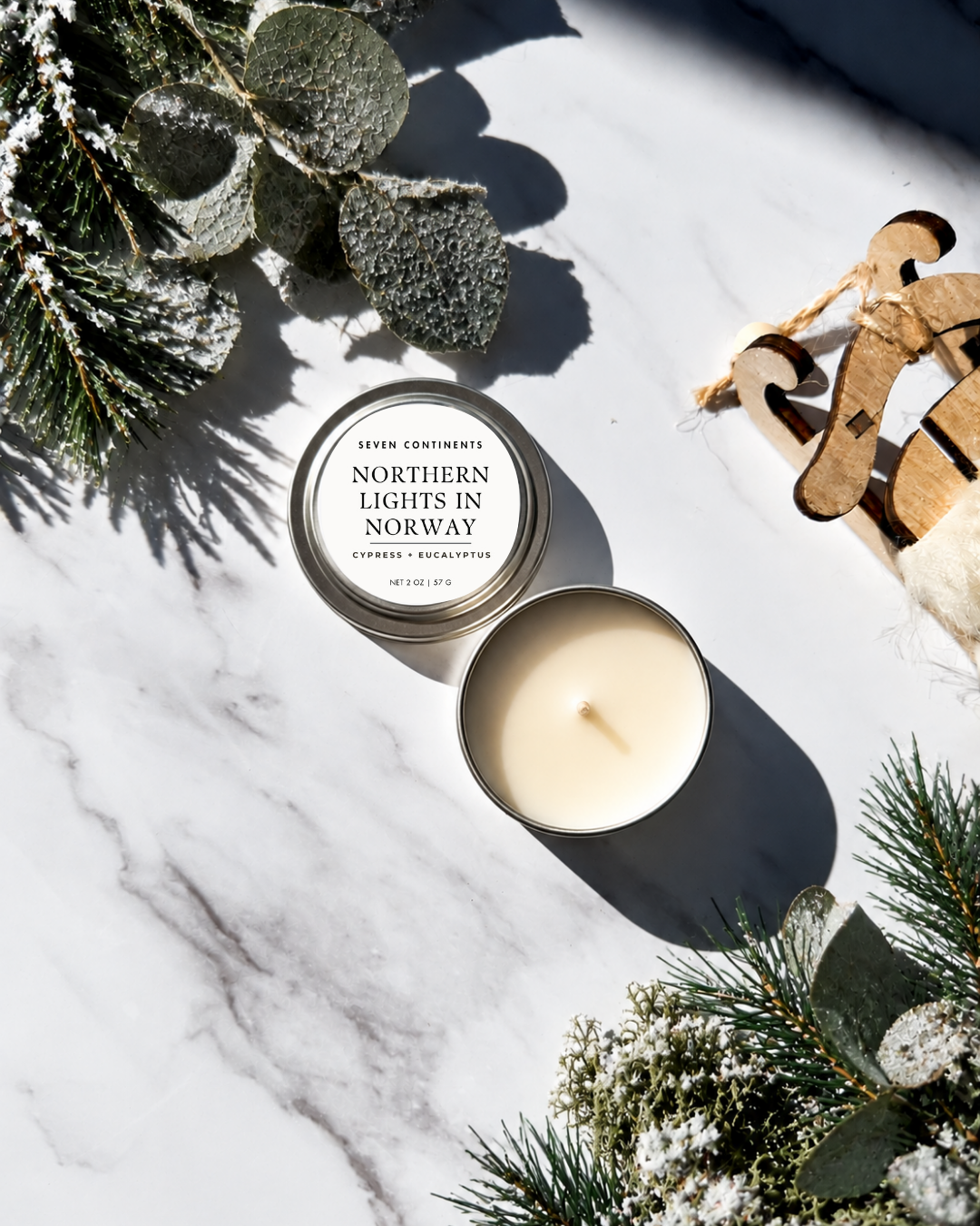 eucalyptus pine mini candle for stocking stuffers