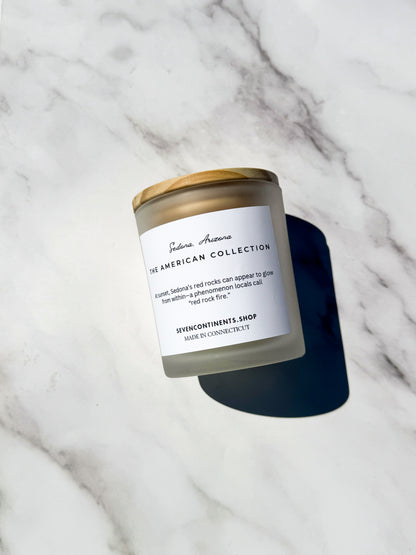 Sedona Sunset candle styled with warm desert-inspired decor and sunset tones