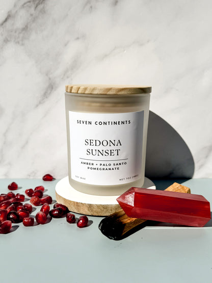 Sedona Sunset candle styled with warm desert-inspired decor and sunset tones